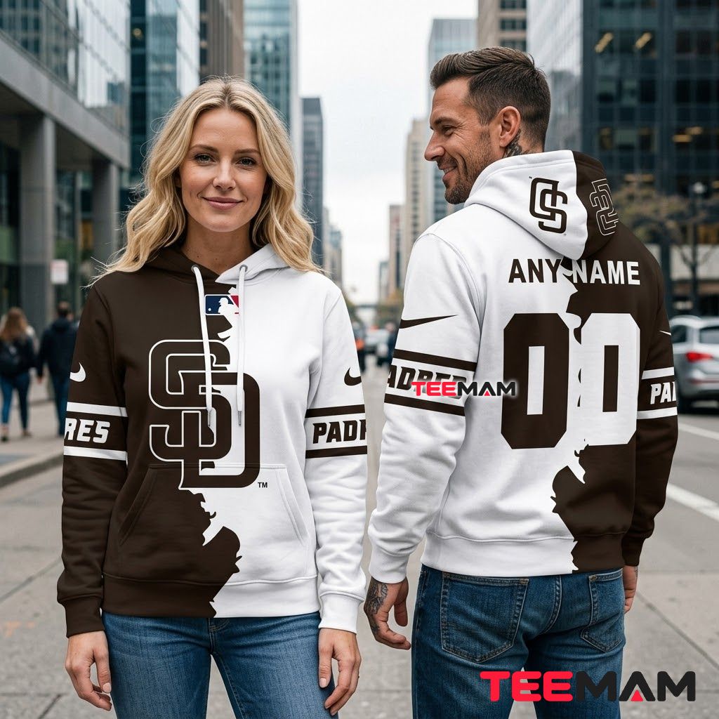 Personalized San Diego Padres All Over Print 3D Hoodie Black White Split Back Personalized San Diego Padres All Over Print 3D Hoodie Black White Split Back