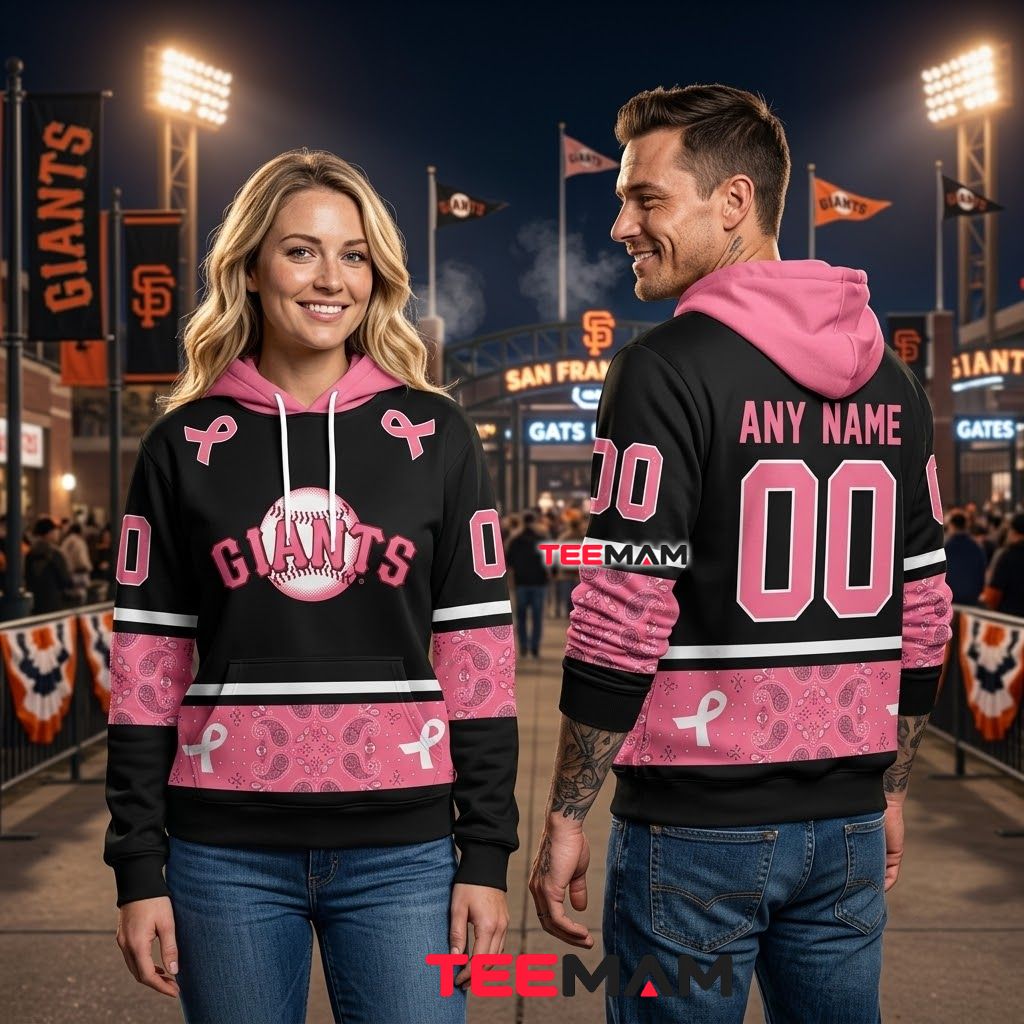 Personalized San Francisco Giants 3D Hoodie Breast Cancer Awareness Pink Back Personalized San Francisco Giants 3D Hoodie Breast Cancer Awareness Pink Back