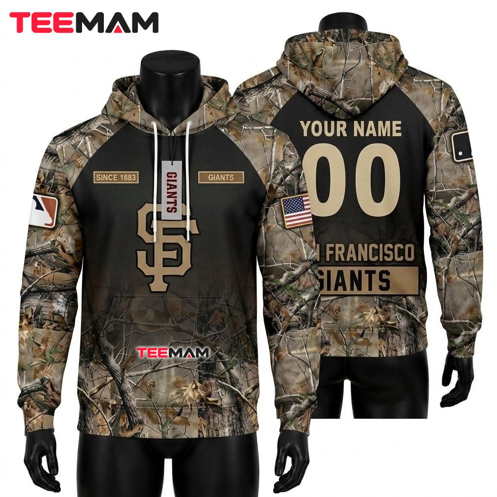 Personalized San Francisco Giants 3D Hoodie Since 1883 Realtree Camouflage Front