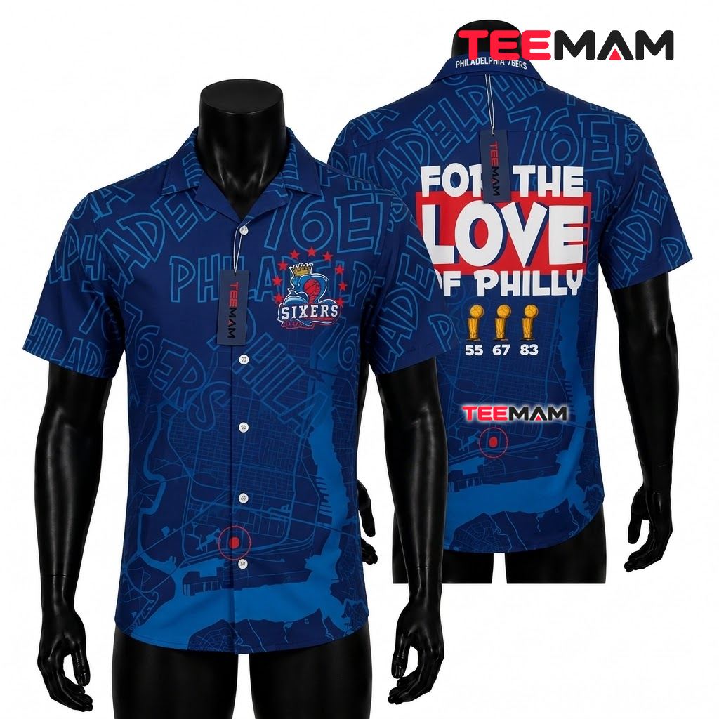 Philadelphia 76ers Aloha Shirt City Map Championship Front