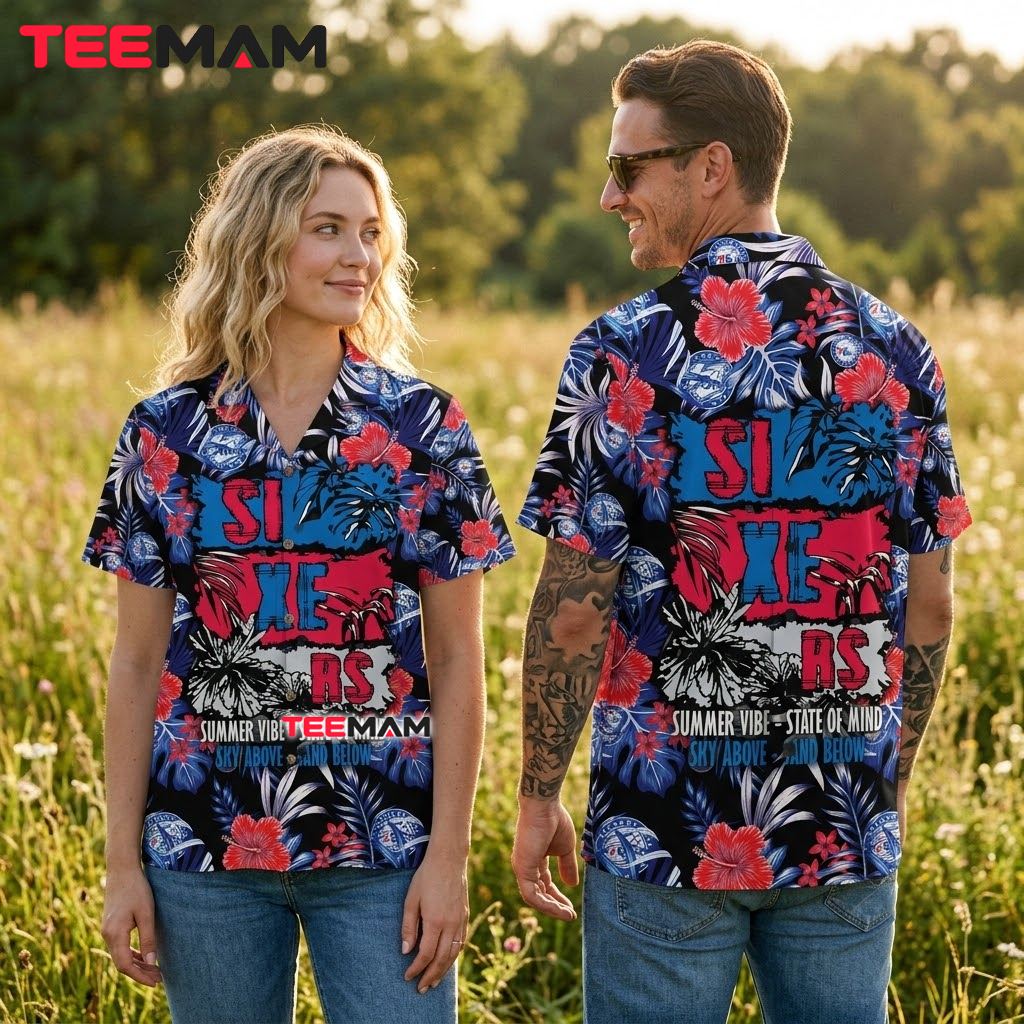 Philadelphia 76ers Hawaiian Shirt Hibiscus Summer Vibe Back Philadelphia 76ers Hawaiian Shirt Hibiscus Summer Vibe Back