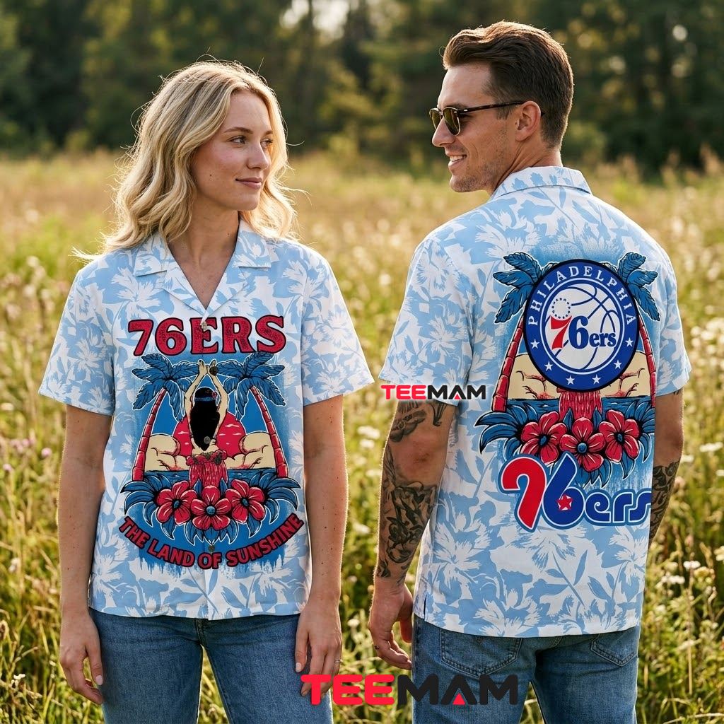 Philadelphia 76ers Tropical Shirt Island Sunshine Silhouette Back Philadelphia 76ers Tropical Shirt Island Sunshine Silhouette Back
