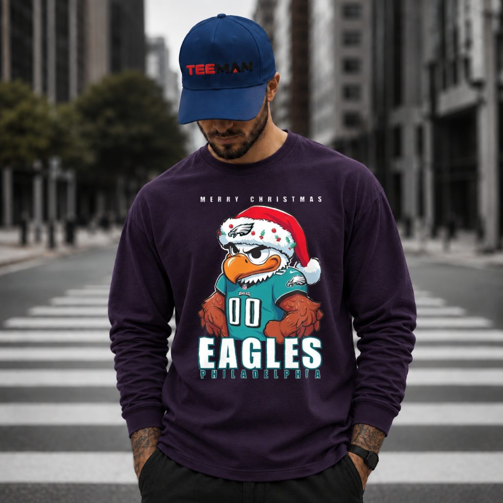 Philadelphia Eagles Mascot Santa Holiday Long Sleeve Philadelphia Eagles Mascot Santa Holiday Long Sleeve