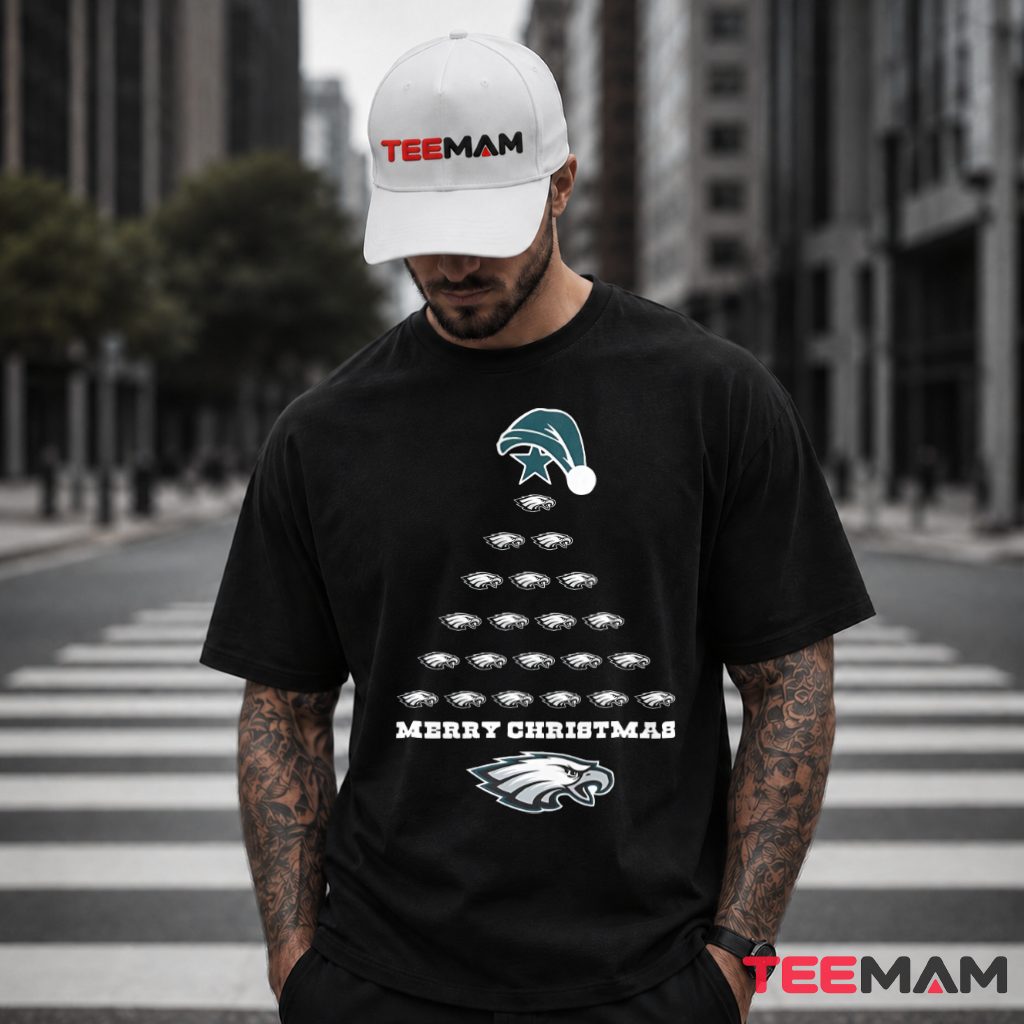 Philadelphia Eagles Merry Christmas Tree Logo T-Shirt