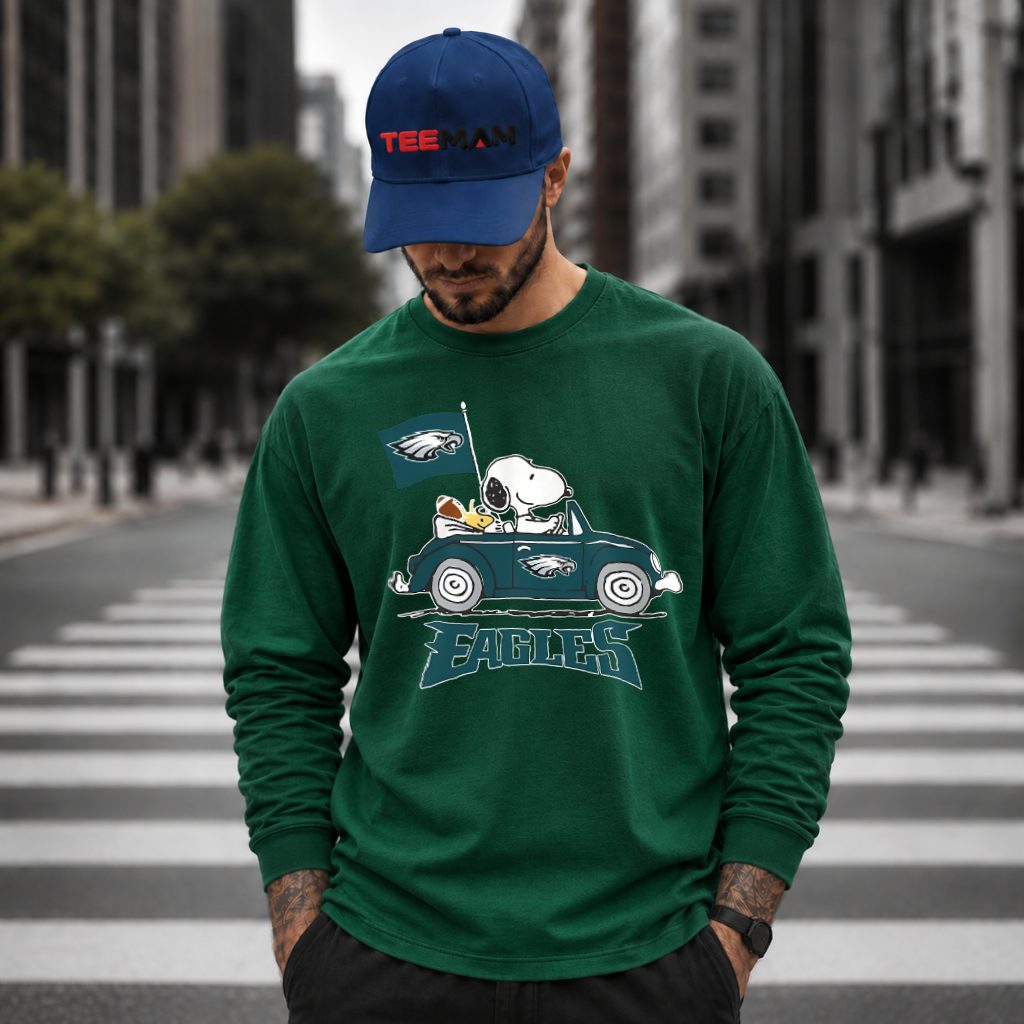 Philadelphia Eagles Snoopy Driving Car Football Long Sleeve Philadelphia Eagles Snoopy Driving Car Football Long Sleeve