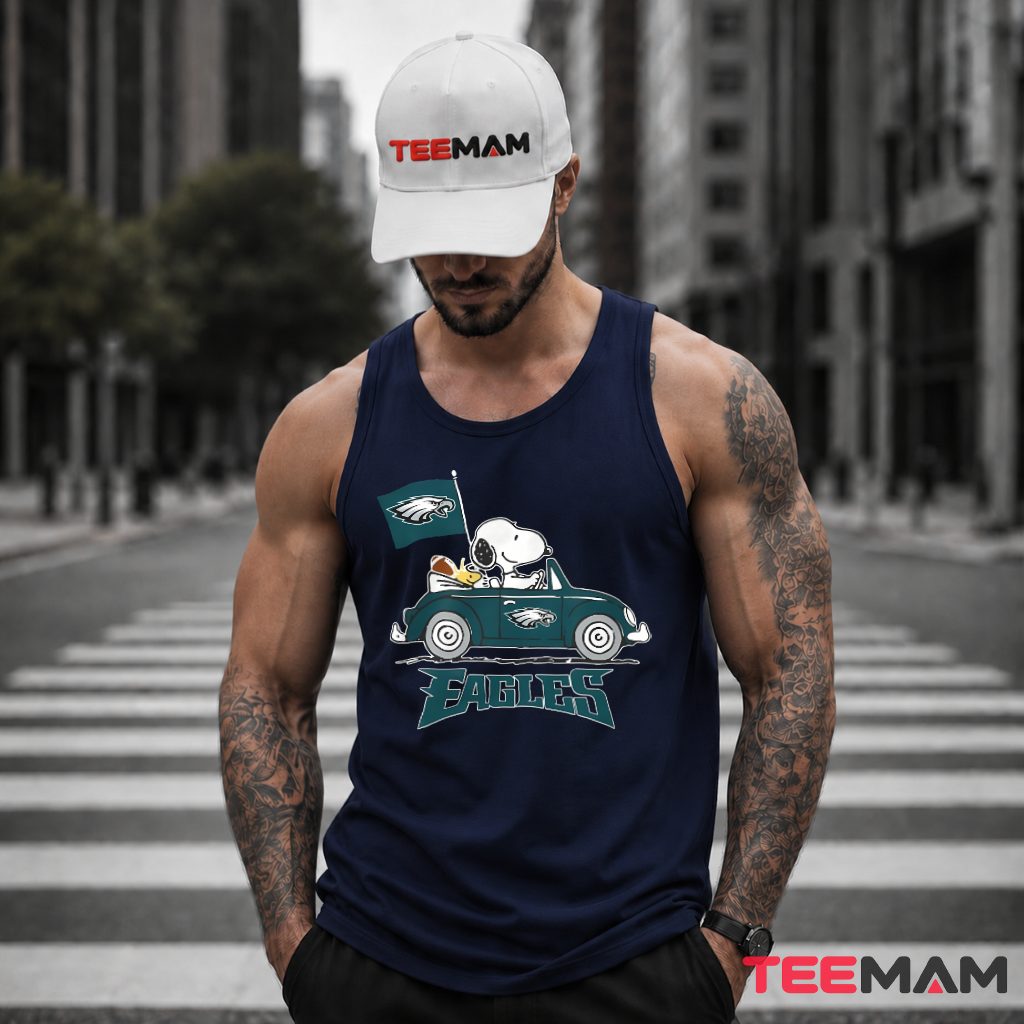 Philadelphia Eagles Snoopy Driving Car Football Tank Top Philadelphia Eagles Snoopy Driving Car Football Tank Top