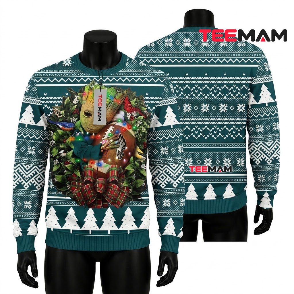 Philadelphia Eagles Ugly Christmas Sweater Baby Yoda Est 1933 Design Philadelphia Eagles Ugly Christmas Sweater Baby Yoda Est 1933 Design