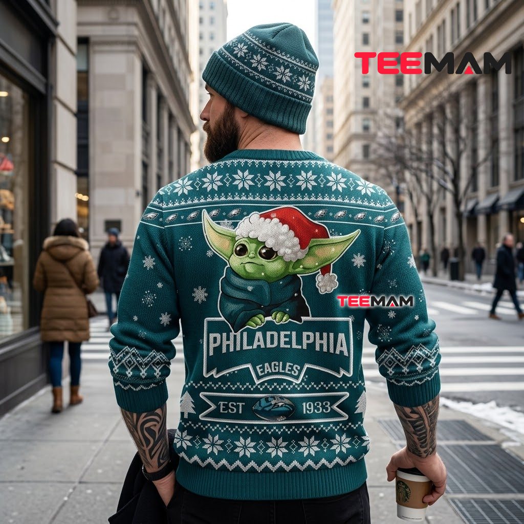 Philadelphia Eagles Ugly Christmas Sweater Baby Yoda Est 1933 Design Version 3 Philadelphia Eagles Ugly Christmas Sweater Baby Yoda Est 1933 Design Version 3