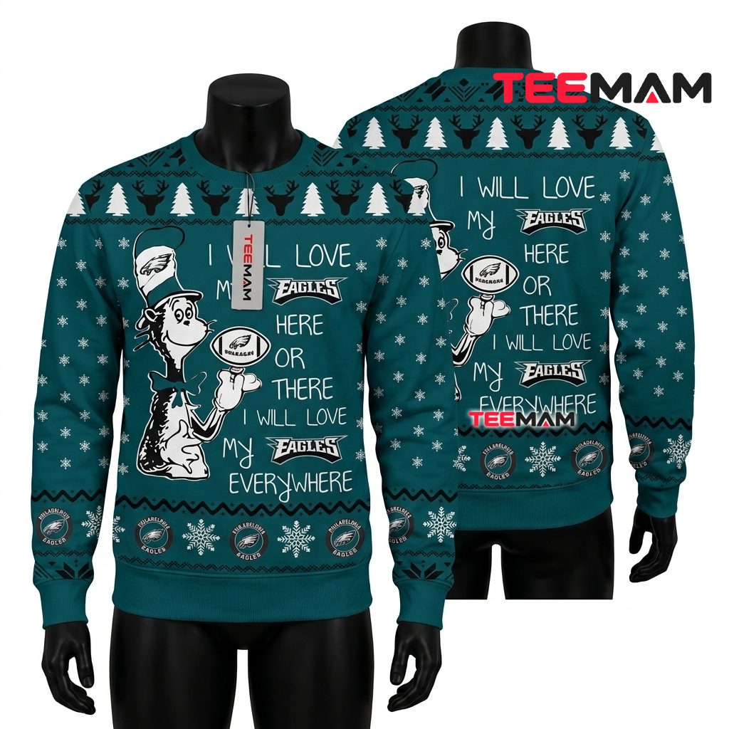 Philadelphia Eagles Ugly Christmas Sweater Baby Yoda Est 1933 Design Philadelphia Eagles Ugly Christmas Sweater Baby Yoda Est 1933 Design