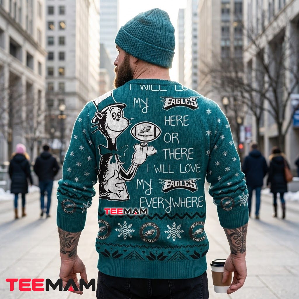 Philadelphia Eagles Ugly Christmas Sweater Cat In The Hat Design Version 3 Philadelphia Eagles Ugly Christmas Sweater Cat In The Hat Design Version 3
