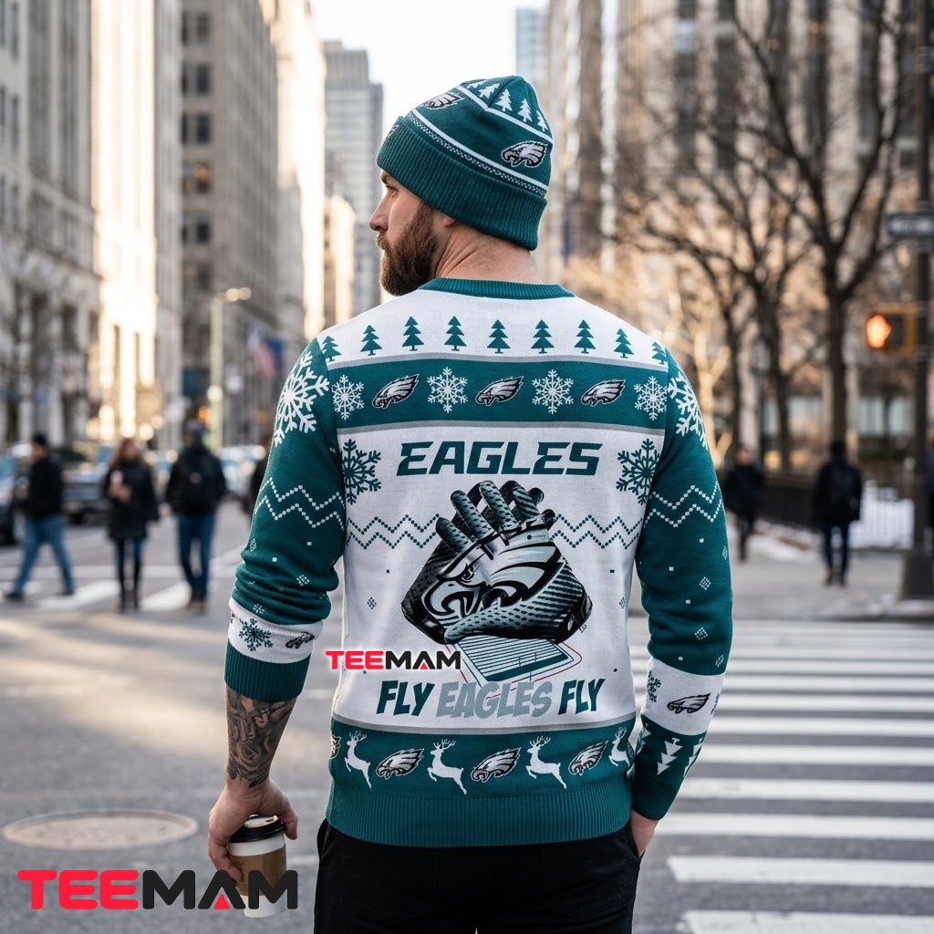 Philadelphia Eagles Ugly Christmas Sweater Fly Eagles Fly Glove Design Version 3 Philadelphia Eagles Ugly Christmas Sweater Fly Eagles Fly Glove Design Version 3