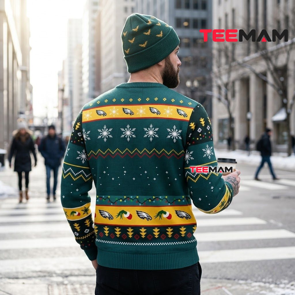 Philadelphia Eagles Ugly Christmas Sweater Grinch Family Xmas Design Version 3 Philadelphia Eagles Ugly Christmas Sweater Grinch Family Xmas Design Version 3