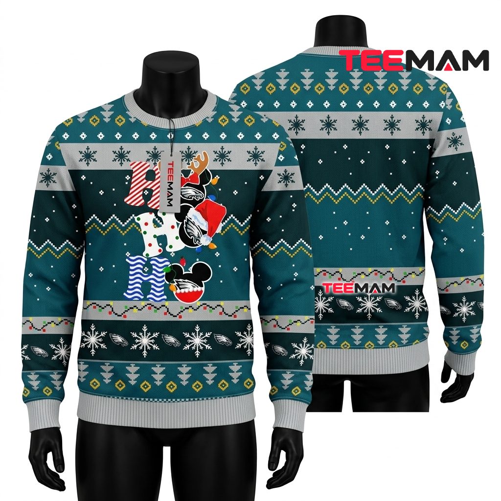 Philadelphia Eagles Ugly Christmas Sweater Mickey Mouse Ho Design Front