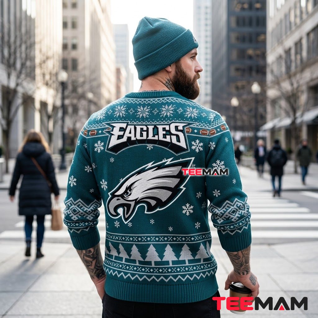 Philadelphia Eagles Ugly Christmas Sweater Winged Skull Santa Design Version 3 Philadelphia Eagles Ugly Christmas Sweater Winged Skull Santa Design Version 3