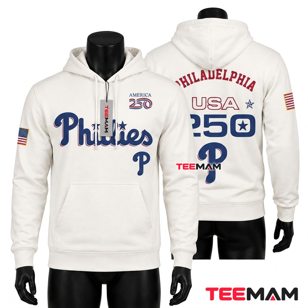 Philadelphia Phillies 3D Hoodie America 250th Anniversary USA Star Front