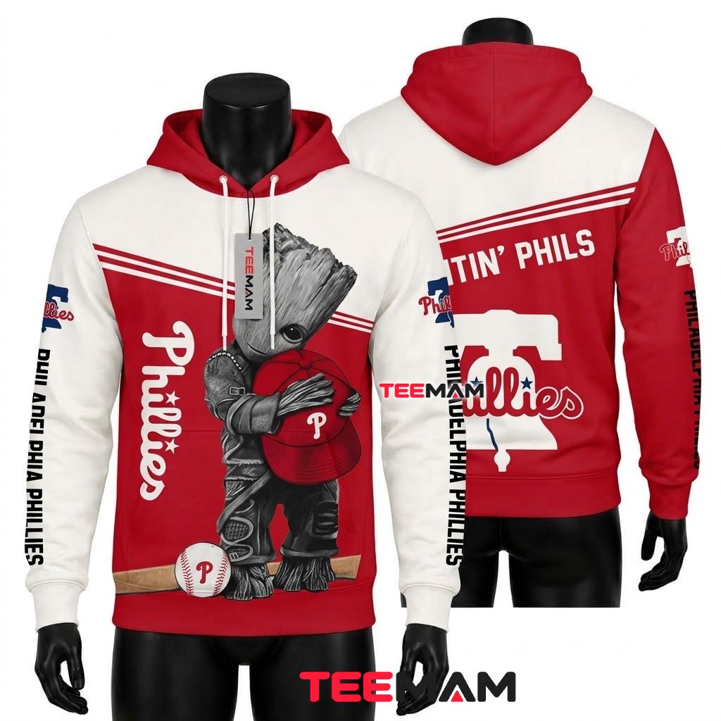 Philadelphia Phillies 3D Hoodie Baby Groot Cap Baseball Front