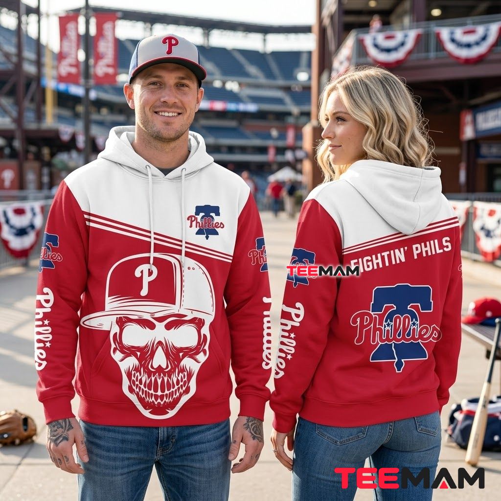Philadelphia Phillies 3D Hoodie Fightin Phils Skull Cap Logo Back Philadelphia Phillies 3D Hoodie Fightin Phils Skull Cap Logo Back