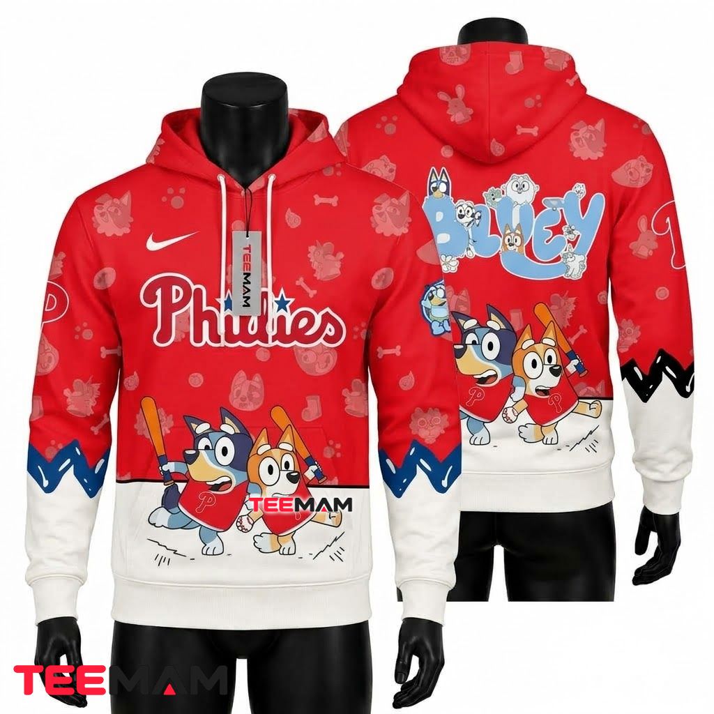 Philadelphia Phillies All Over Print 3D Hoodie Bluey Night Baseball Front