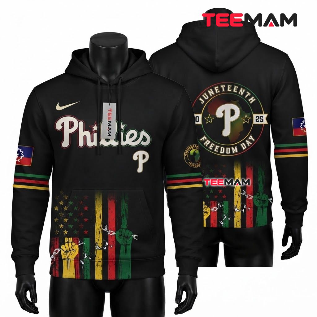 Philadelphia Phillies All Over Print 3D Hoodie Juneteenth Freedom Day Front