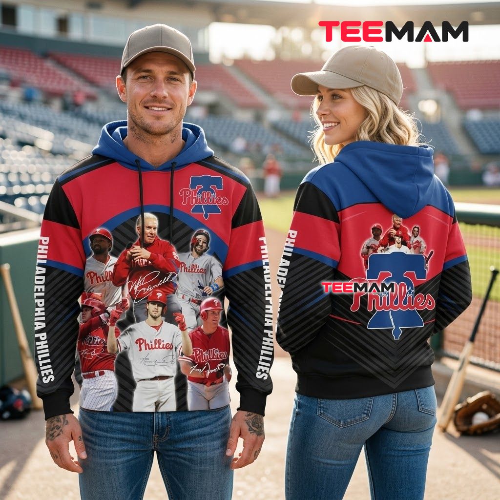 Philadelphia Phillies All Over Print 3D Hoodie Team Legends Collage Back Philadelphia Phillies All Over Print 3D Hoodie Team Legends Collage Back