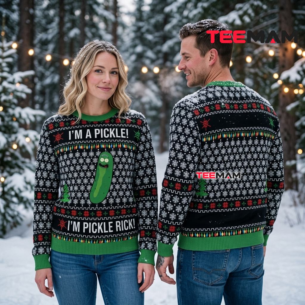 Pickle Rick Ugly Christmas Sweater Im A Pickle Back Pickle Rick Ugly Christmas Sweater Im A Pickle Back