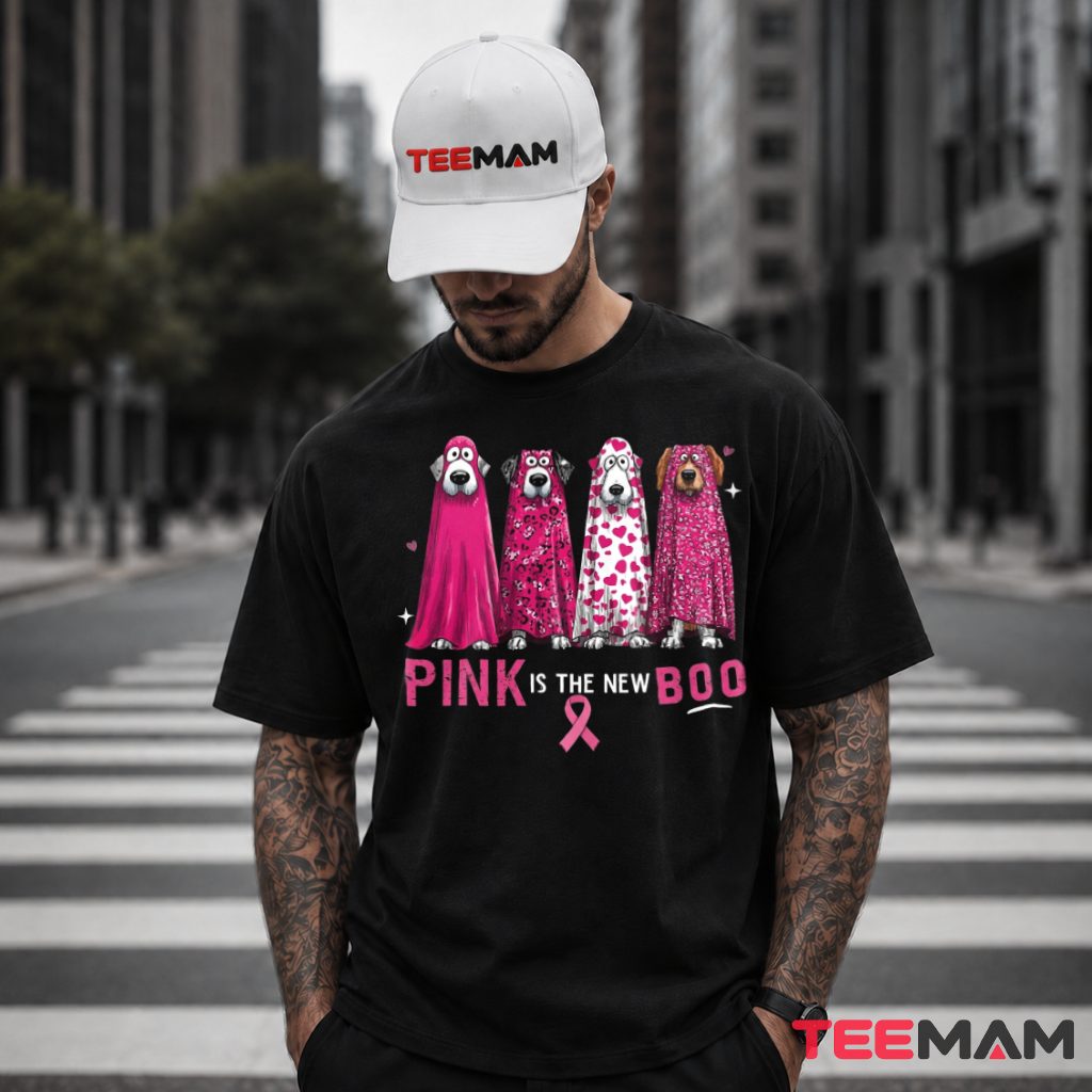 Pink Is The New Boo Ghost Dogs Ribbon T-Shirt