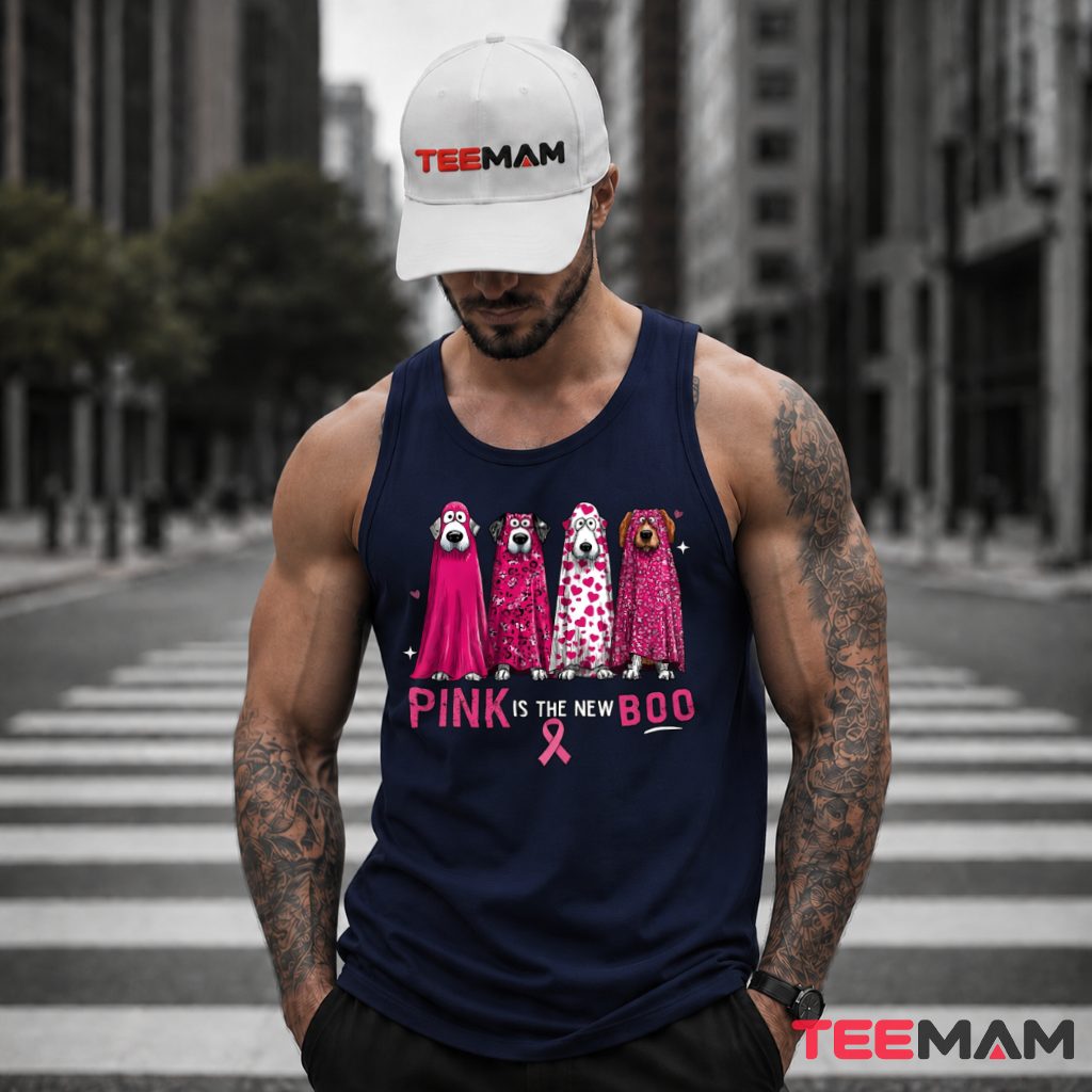 Pink Is The New Boo Ghost Dogs Ribbon Tank Top Pink Is The New Boo Ghost Dogs Ribbon Tank Top