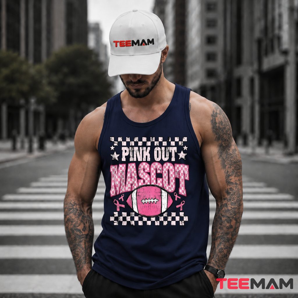 Pink Out Mascot Checkered Football Ribbon Tank Top Pink Out Mascot Checkered Football Ribbon Tank Top