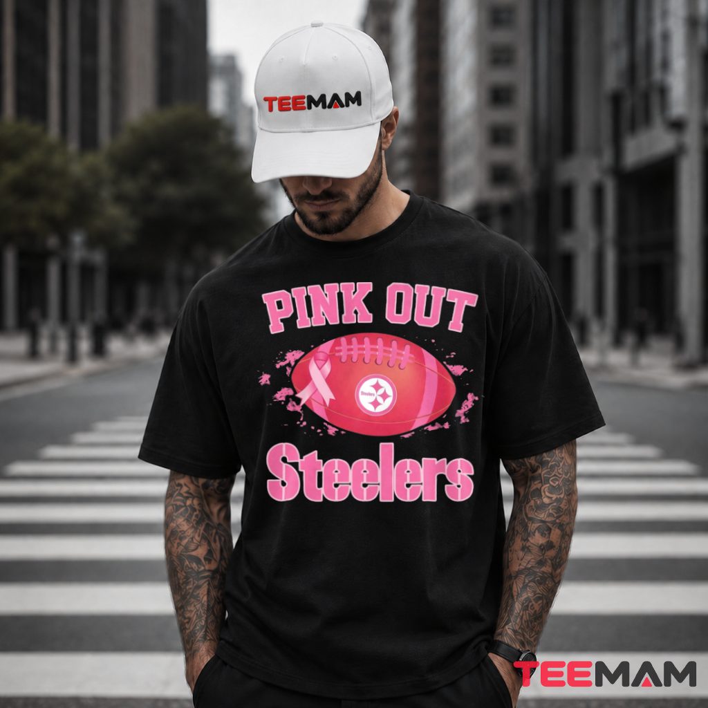 Pink Out Steelers Breast Cancer Football T-Shirt