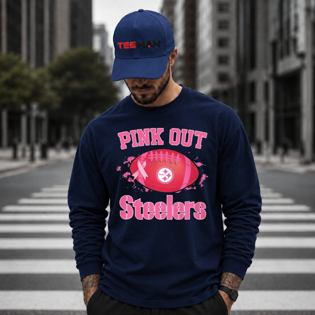 Pink Out Steelers Breast Cancer Football Long Sleeve Pink Out Steelers Breast Cancer Football Long Sleeve