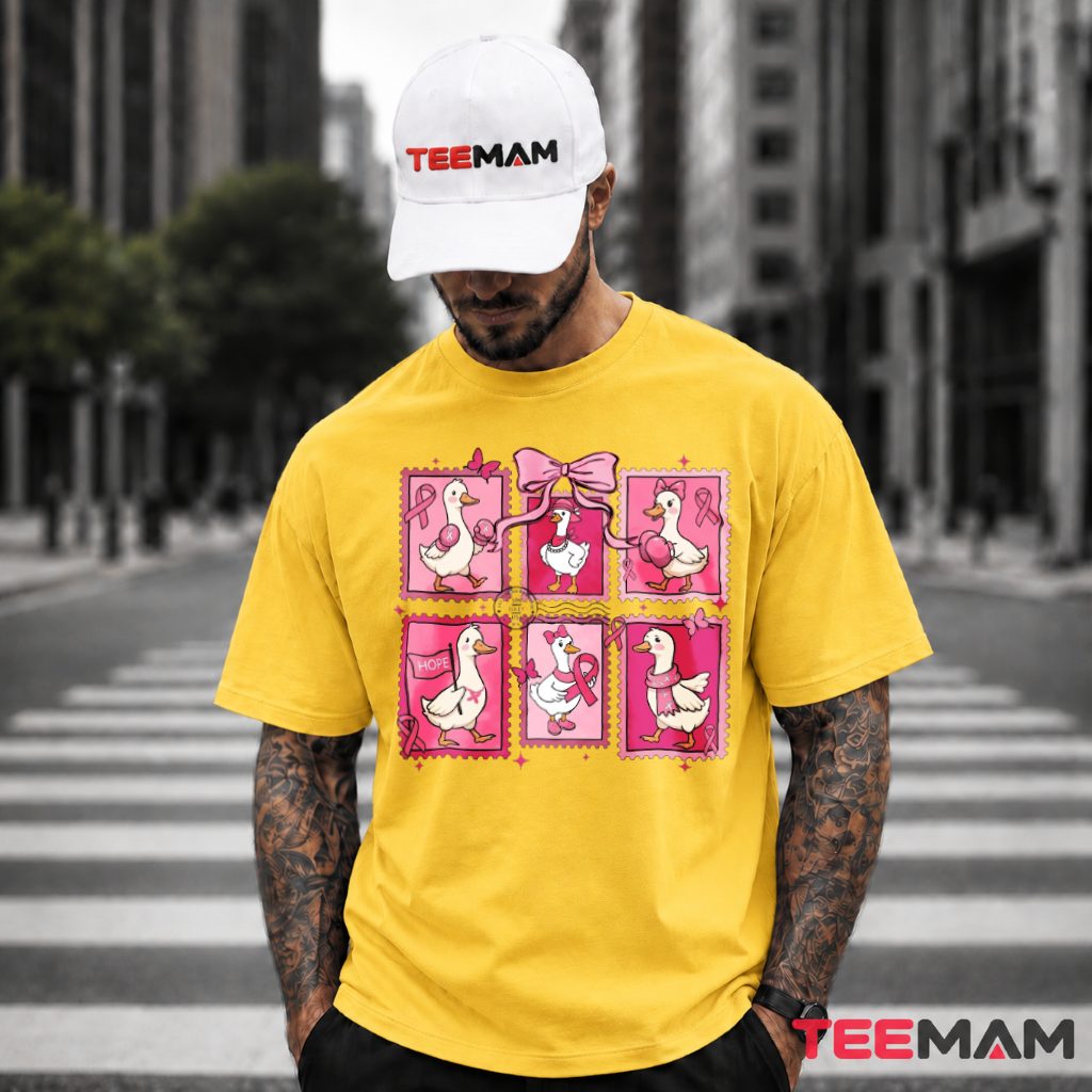 Pink Ribbon Duck Stamp Collage Awareness T-Shirt