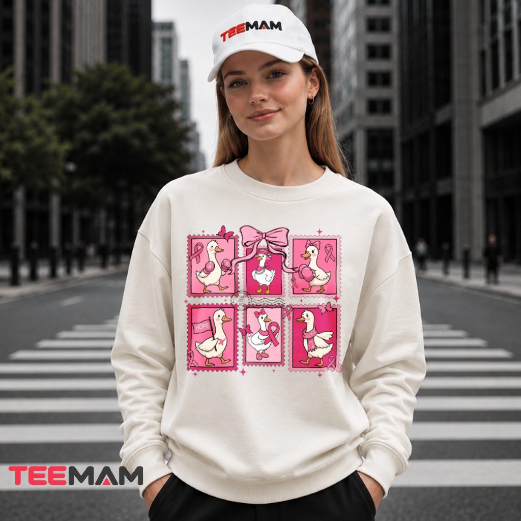 Pink Ribbon Duck Stamp Collage Awareness Long Sleeve Pink Ribbon Duck Stamp Collage Awareness Long Sleeve
