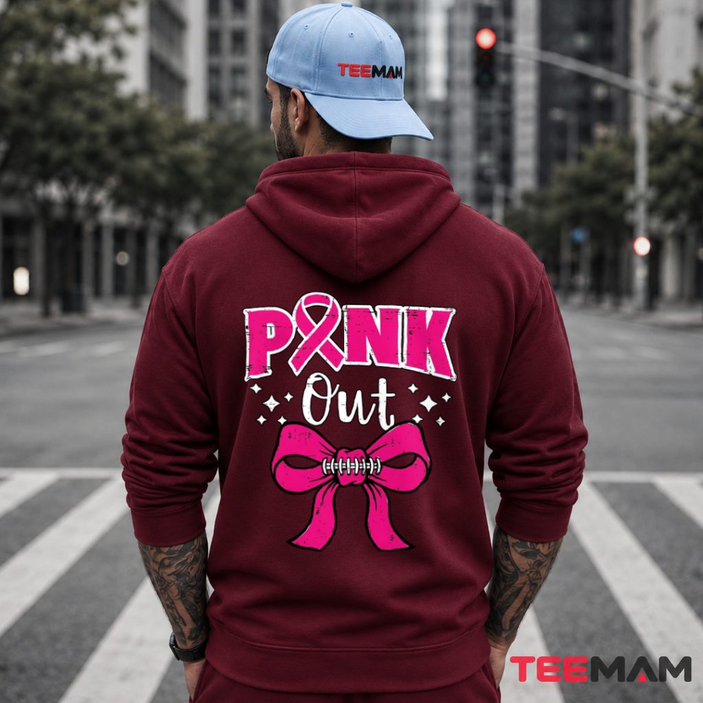 Pink Ribbon Football Bow Breast Cancer Awareness Hoodie Pink Ribbon Football Bow Breast Cancer Awareness Hoodie