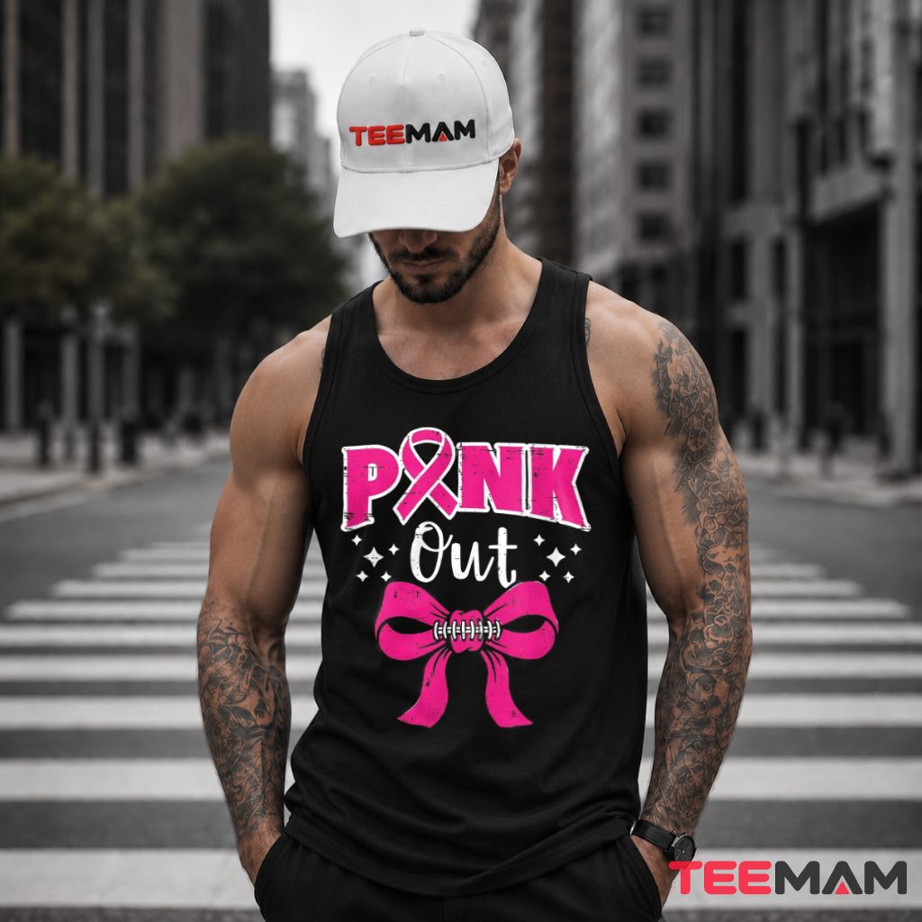 Pink Ribbon Football Bow Breast Cancer Awareness Tank Top Pink Ribbon Football Bow Breast Cancer Awareness Tank Top