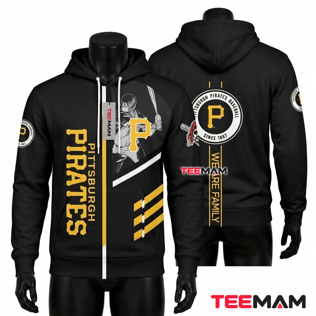 Pittsburgh Pirates 3D Hoodie Black Player Photo We Are Family Front