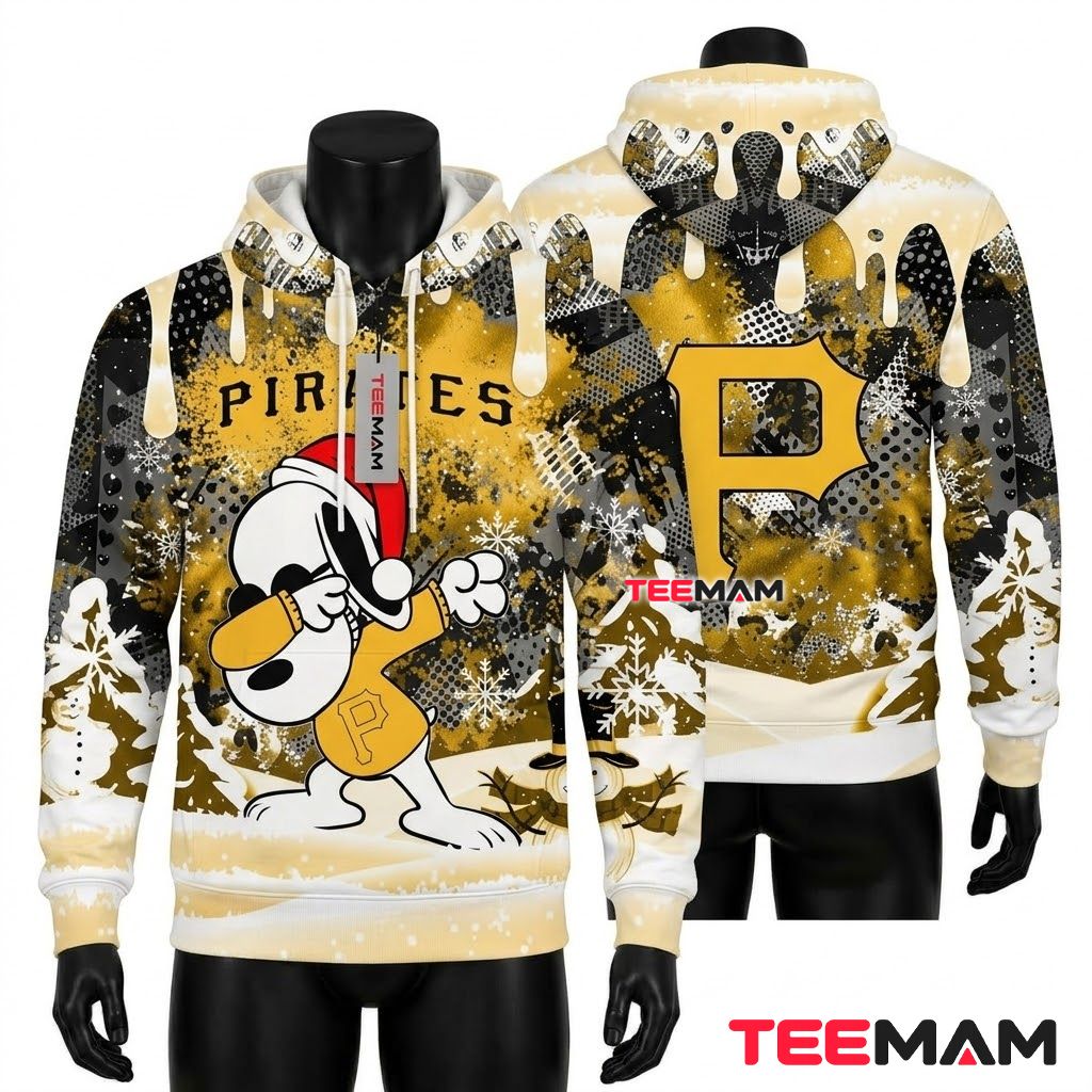 Pittsburgh Pirates 3D Hoodie Snoopy Dabbing Christmas Snow Front