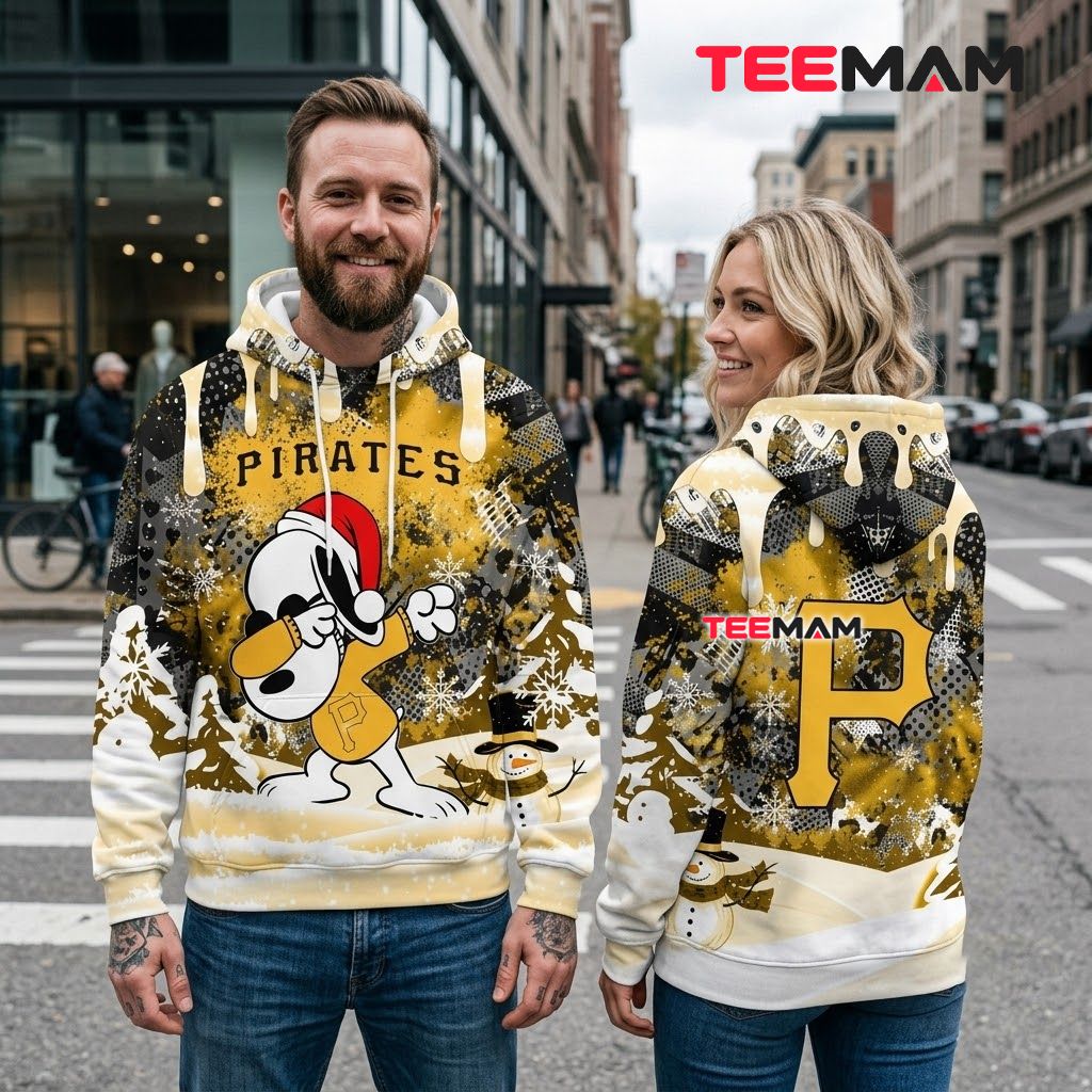 Pittsburgh Pirates 3D Hoodie Snoopy Dabbing Christmas Snow Back Pittsburgh Pirates 3D Hoodie Snoopy Dabbing Christmas Snow Back