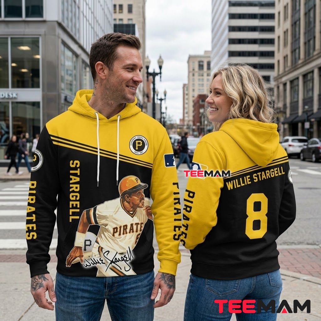 Pittsburgh Pirates 3D Hoodie Willie Stargell 8 Player Portrait Back Pittsburgh Pirates 3D Hoodie Willie Stargell 8 Player Portrait Back
