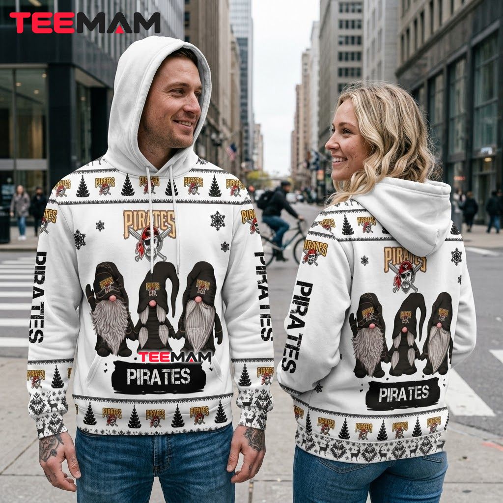Pittsburgh Pirates All Over Print 3D Hoodie Christmas Gnomes Trio Back Pittsburgh Pirates All Over Print 3D Hoodie Christmas Gnomes Trio Back