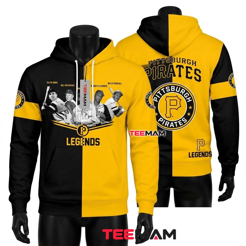 Pittsburgh Pirates All Over Print 3D Hoodie Legends Split Color Front