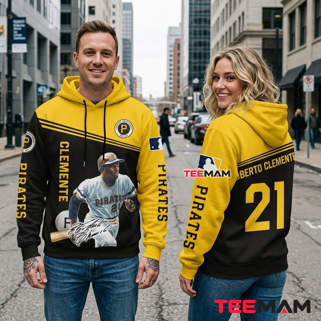 Pittsburgh Pirates All Over Print 3D Hoodie Roberto Clemente 21 Tribute Back Pittsburgh Pirates All Over Print 3D Hoodie Roberto Clemente 21 Tribute Back