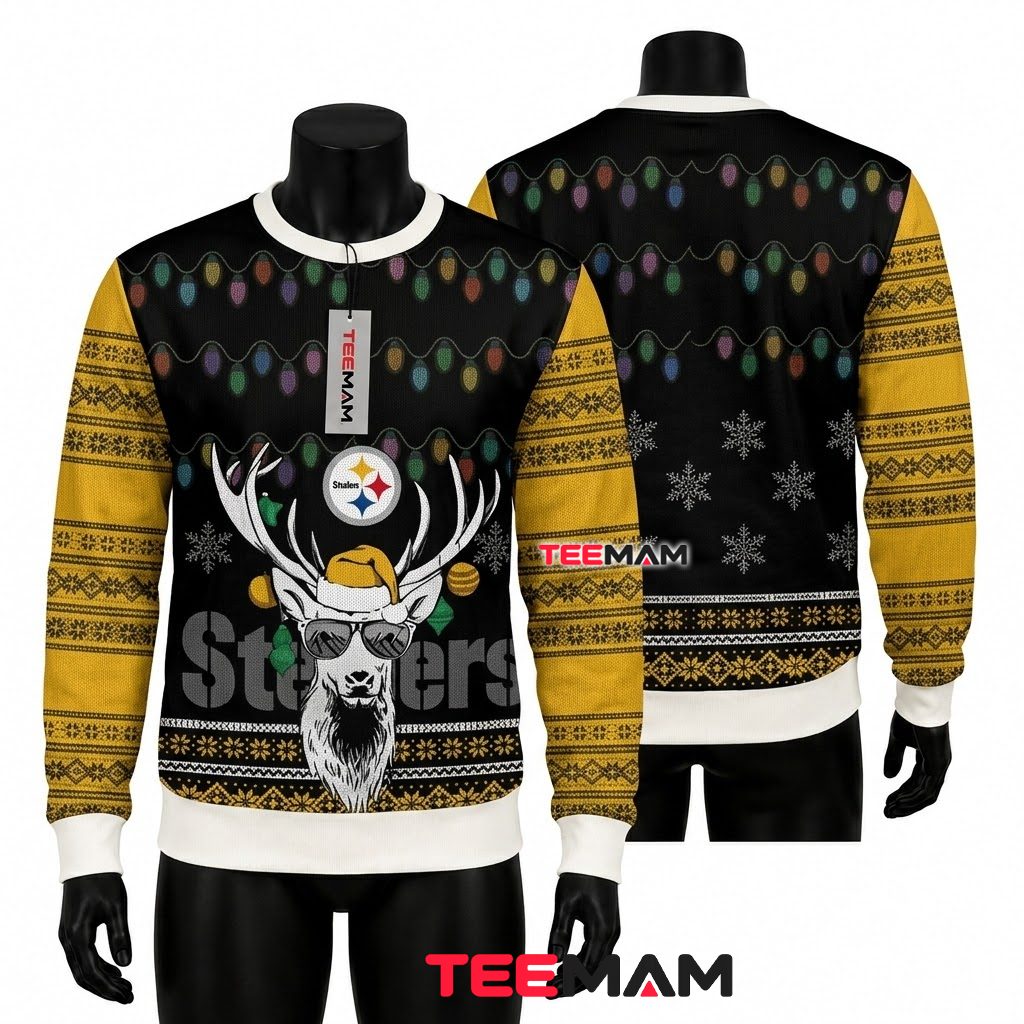 Pittsburgh Steelers Christmas Ugly Sweater Grinch Scarf Logo Design