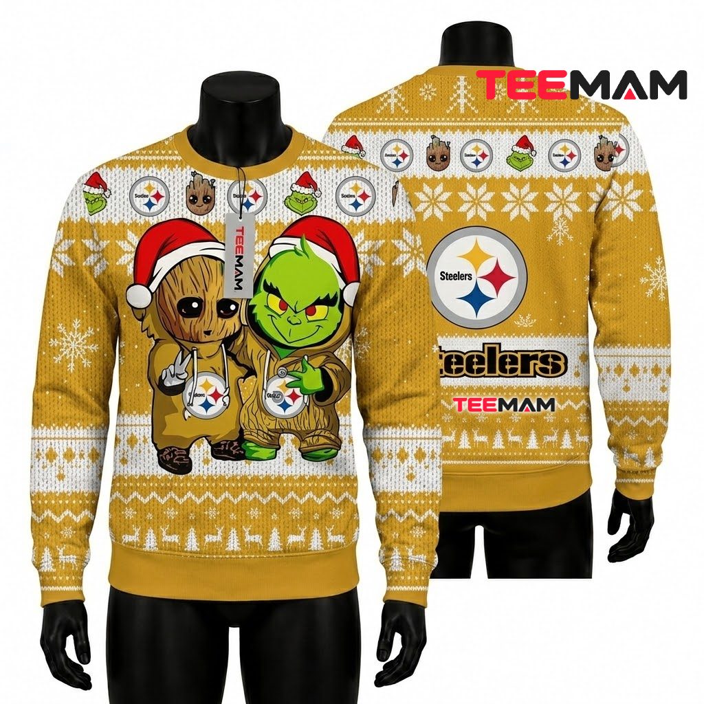 Pittsburgh Steelers Christmas Ugly Sweater Grinch Scarf Logo Design