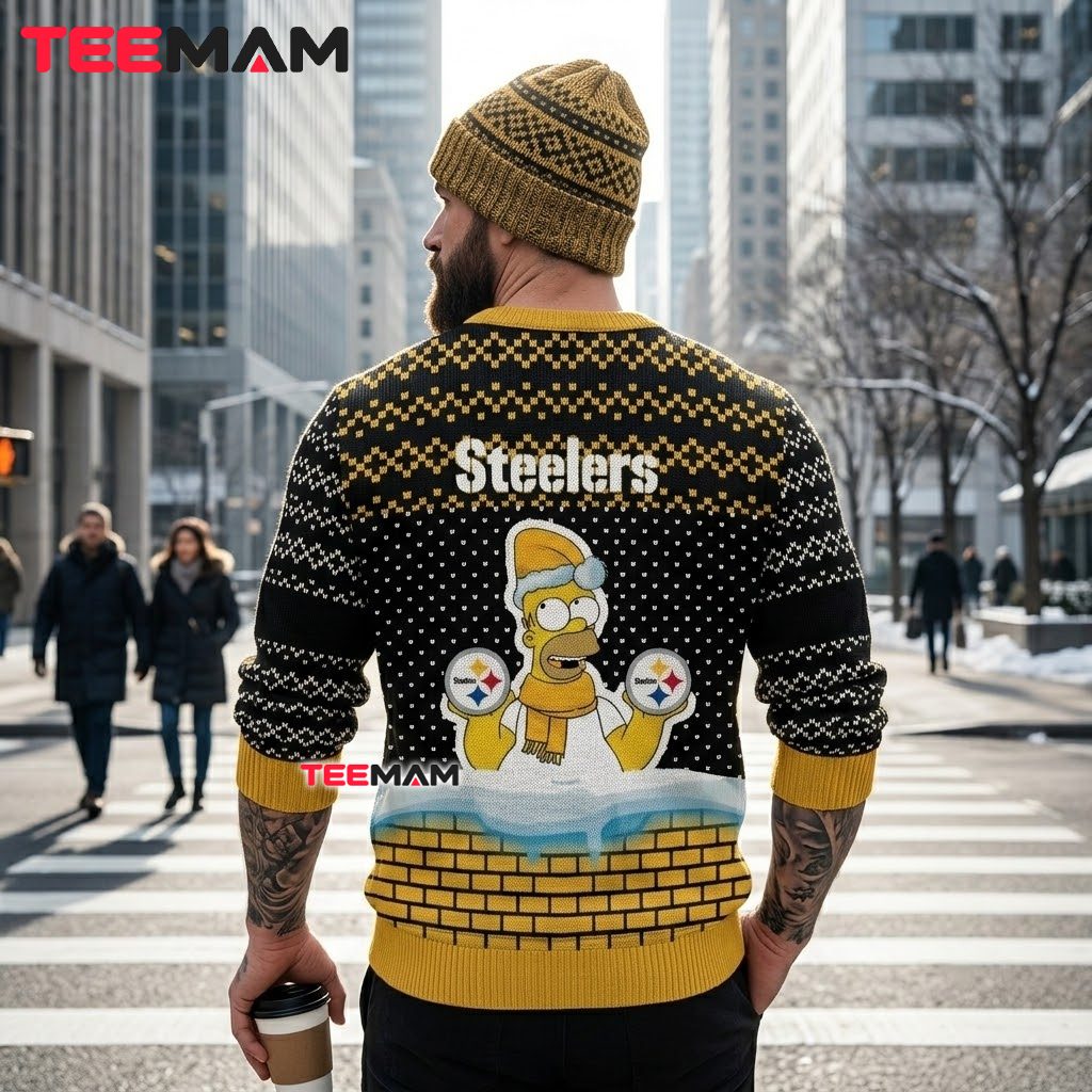 Pittsburgh Steelers Christmas Ugly Sweater Homer Simpson Logo Design Version 3 Pittsburgh Steelers Christmas Ugly Sweater Homer Simpson Logo Design Version 3