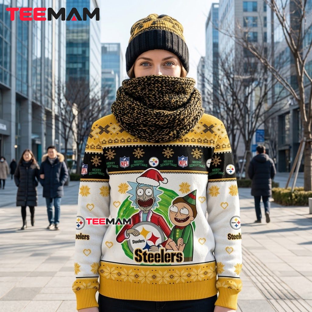 Pittsburgh Steelers Christmas Ugly Sweater Rick Morty Duo Design Back Pittsburgh Steelers Christmas Ugly Sweater Rick Morty Duo Design Back
