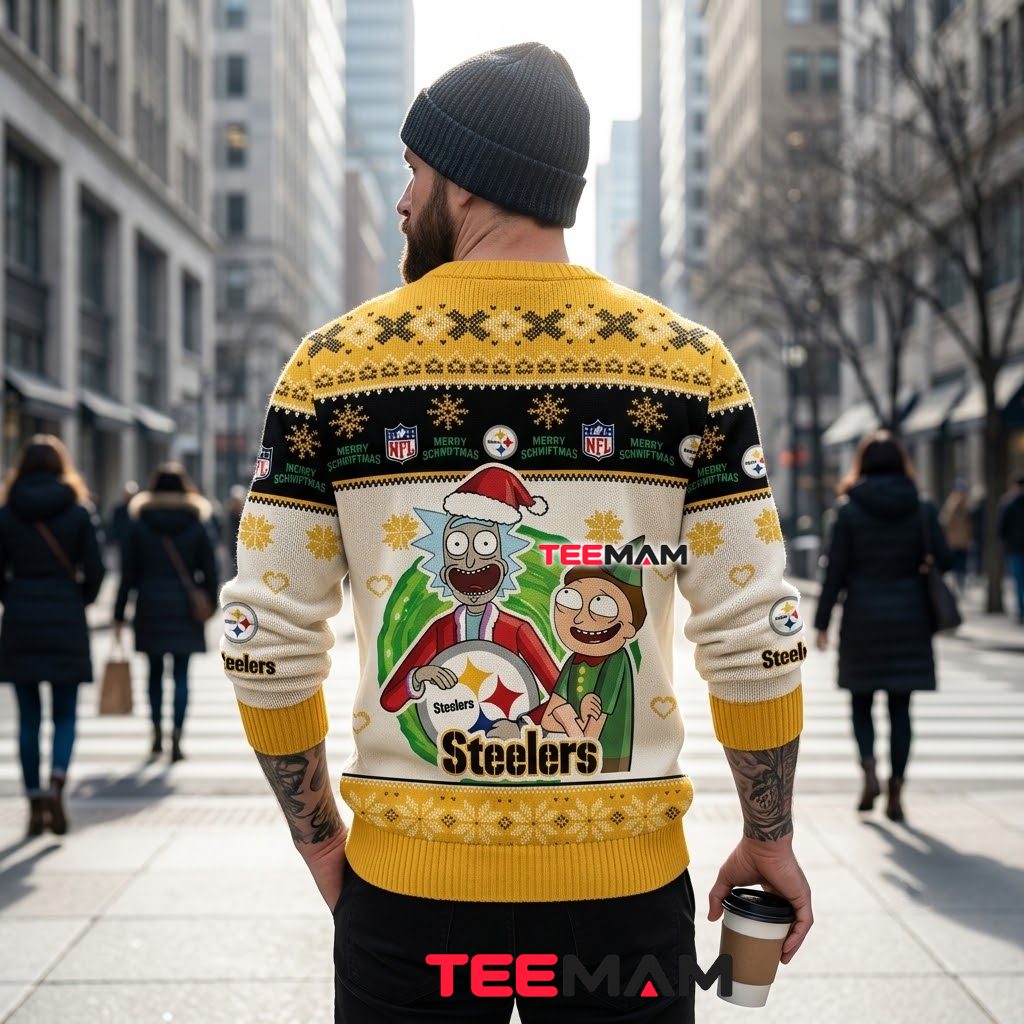 Pittsburgh Steelers Christmas Ugly Sweater Rick Morty Duo Design Version 3 Pittsburgh Steelers Christmas Ugly Sweater Rick Morty Duo Design Version 3