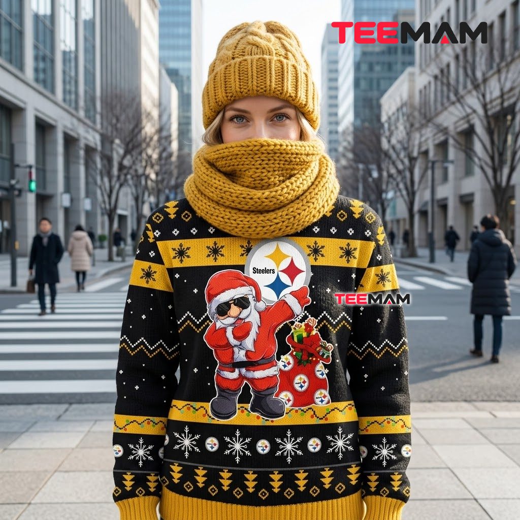 Pittsburgh Steelers Ugly Christmas Sweater Dabbing Santa Gift Design Back Pittsburgh Steelers Ugly Christmas Sweater Dabbing Santa Gift Design Back