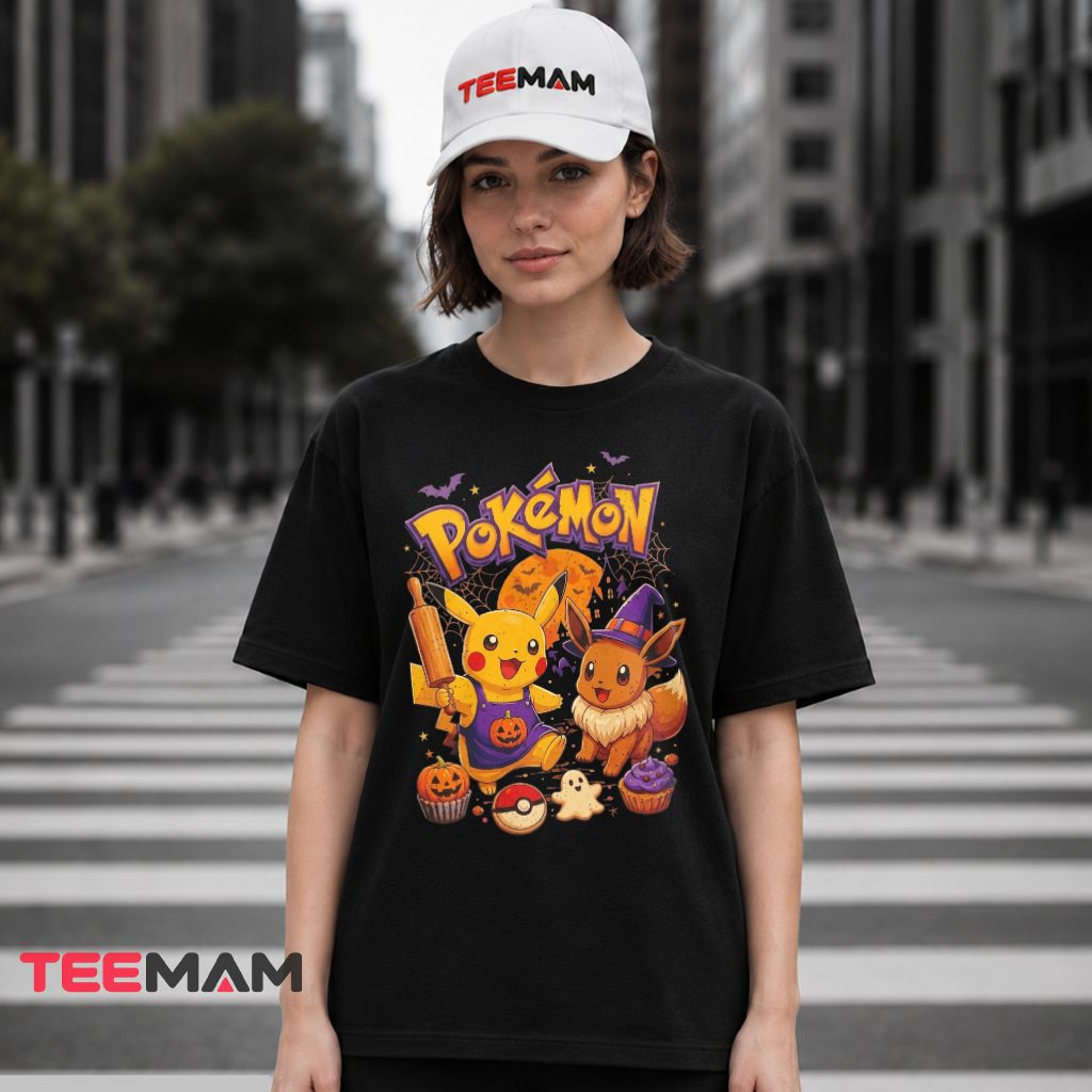 Pokemon Halloween Pikachu Eevee Witch Hat T-Shirt