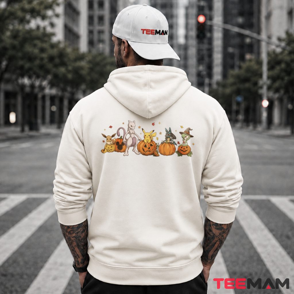 Pumpkin Row Mewtwo Pikachu Eevee Lucario Pokemon Halloween Hoodie Pumpkin Row Mewtwo Pikachu Eevee Lucario Pokemon Halloween Hoodie
