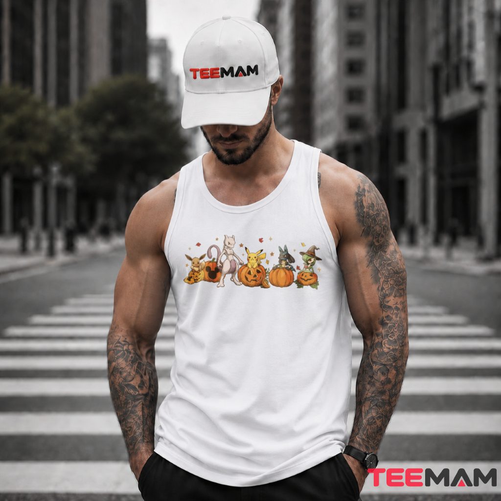 Pumpkin Row Mewtwo Pikachu Eevee Lucario Pokemon Halloween Tank Top Pumpkin Row Mewtwo Pikachu Eevee Lucario Pokemon Halloween Tank Top